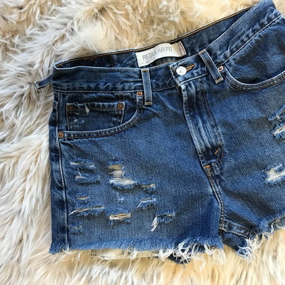 Levi's 505 Cut Off Shorts Size 31 - Picture 4 of 11